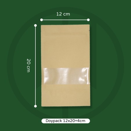 Bolsa doypack con cierre y ventana 12x20+4cm 50 unids